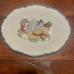 Vintage 1995 Fitz And Floyd Omnibus Gardening Platter 13x10